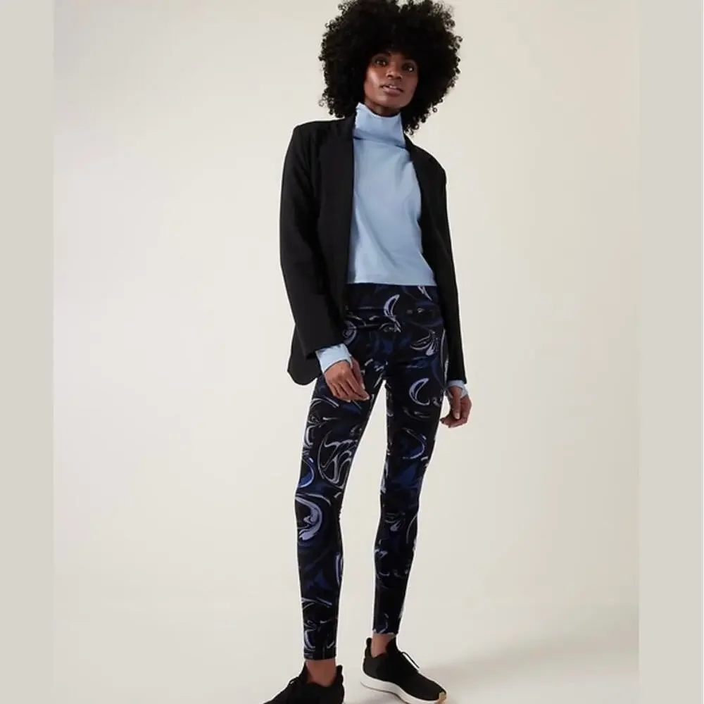 Athleta Elation Blue Velvet Print Leggings Size XXS